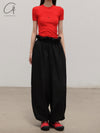 BASERANGE 25 Early Spring French Organic Cotton Hollow Heart Short Sleeve T-shirt BAS-TOHS-RB-SP25-MY RED